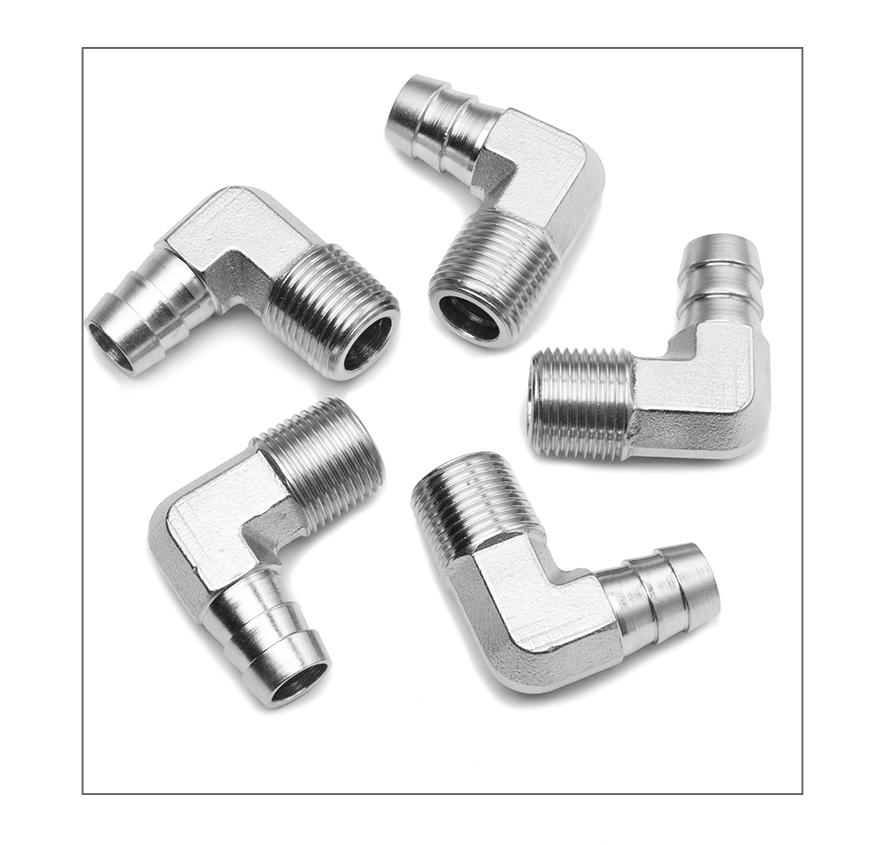 LTWFITTING 90 Degree Elbow Stainless Steel 316 Barb Fitting 1/2 Inch ID Hose x 3/8 Inch Male NPT Air Gas (Pack of 5)