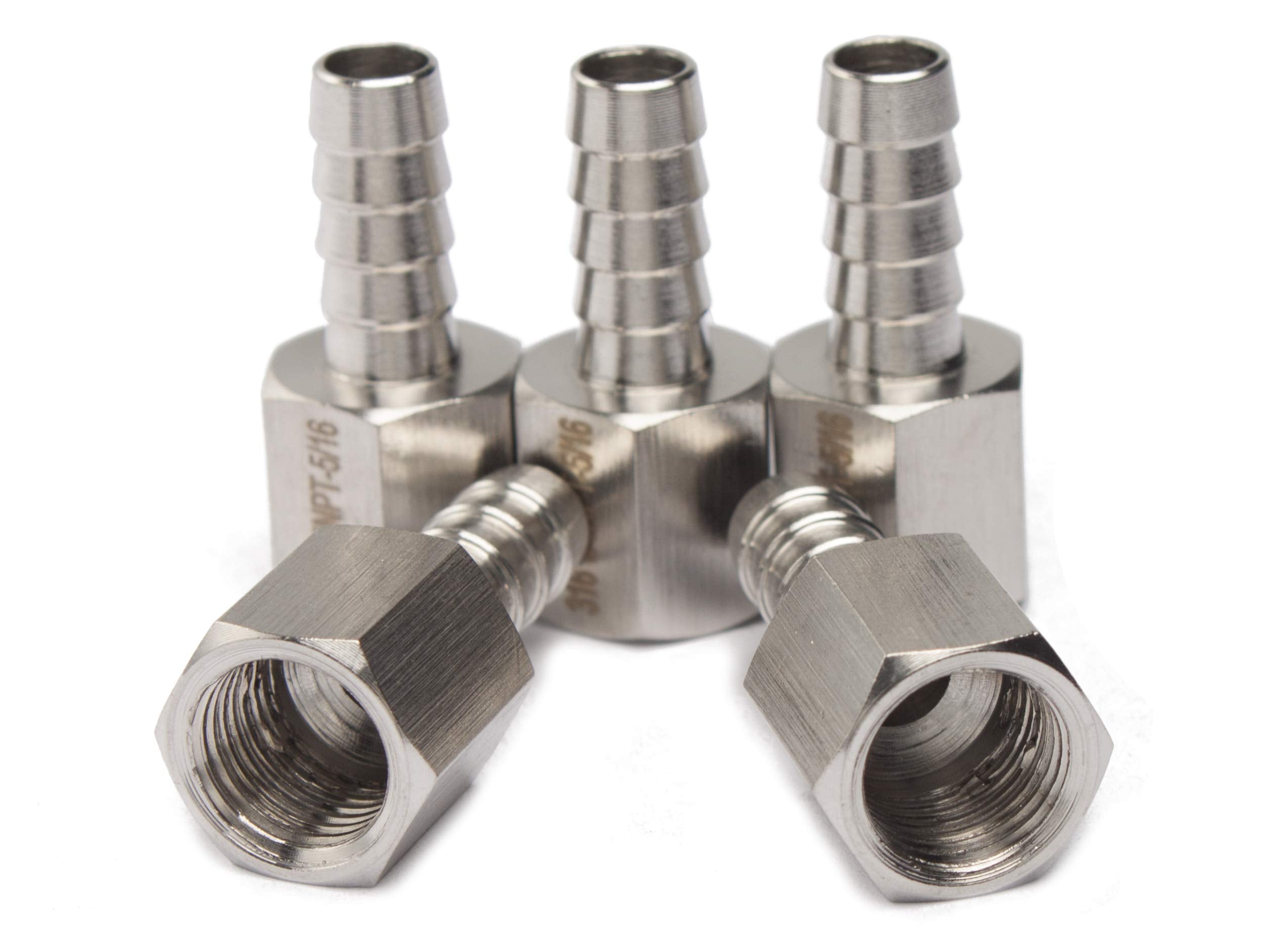LTWFITTING Bar Production Stainless Steel 316 Barb Fitting Coupler 5/16 Inch Hose ID x 1/4 Inch Female NPT Air Fuel Water (Pack of 5)