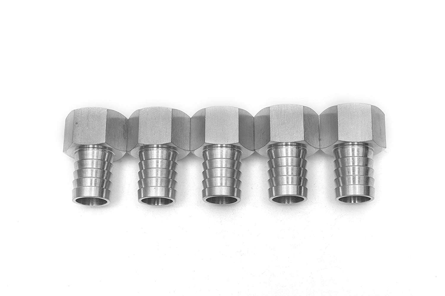 LTWFITTING Bar Production Stainless Steel 316 Barb Fitting Coupler 3/4 Inch Hose ID x 3/4 Inch Female NPT Air Fuel Water (Pack of 5)