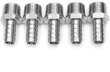LTWFITTING Bar Production Stainless Steel 316 Barb Fitting Coupler/Connector 1/2 Inch Hose ID x 1/2 Inch Male NPT Air Fuel Water (Pack of 5)