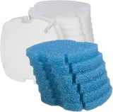 LTWHOME Compatible Blue Coarse Foam and White Filter Floss Replacement for Tetra VX-60 75 90, PVX-75 90 (Pack of 18)