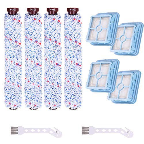 LTWHOME Replacement Multi-Surface 1868 Brush Roll and 1866 Vacuum Filter for Bissell CrossWave 1785 2306 2551 Series, Compare to Part 1608683, 160-8683, 1608684 (Pack of 8)