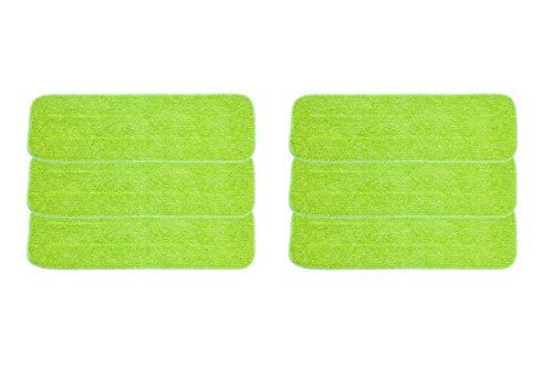 LTWHOME 18 Inch Microfiber Wet or Dry Mop Pads in Green for All Hard Surfaces Cleaning (Pack of 6)