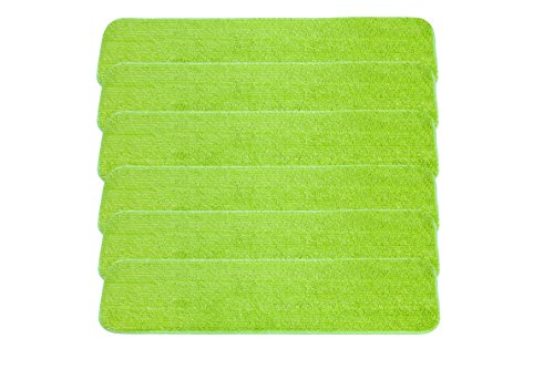 LTWHOME 24 Inch Microfiber Wet or Dry Mop Pads in Green for All Hard Surfaces Cleaning (Pack of 6)