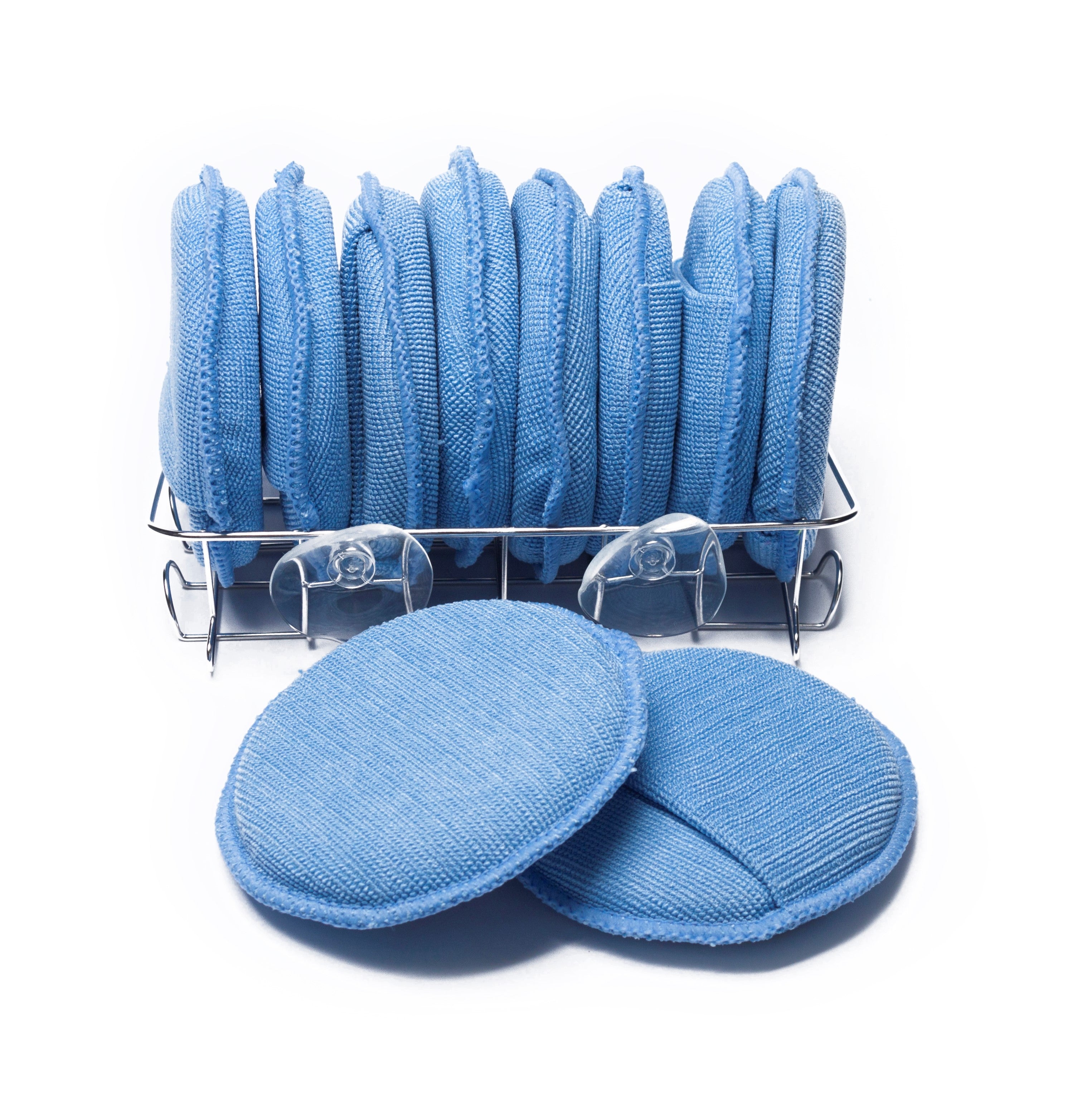 LTWHOME Value Pack of Microfiber Wax Applicator Cleaning Sponge with Finger Pocket and Large Sponge Holder (Pack of 11)