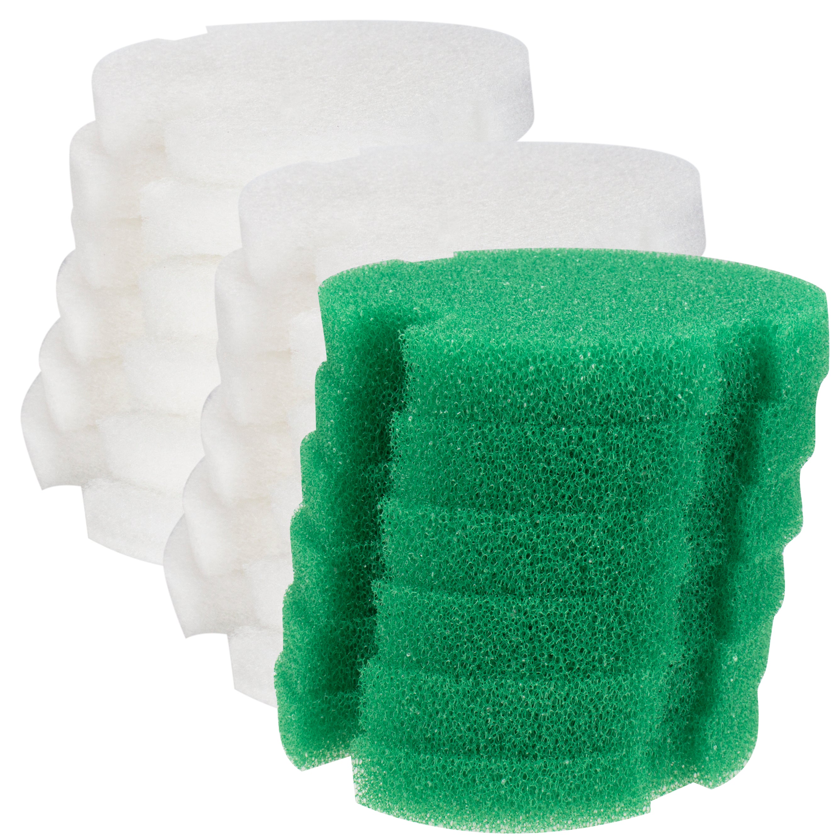 LTWHOME Compatible Green Coarse Foam and White Filter Floss Replacement for MEGA Power 9012 Aquarium Filter (Pack of 18)