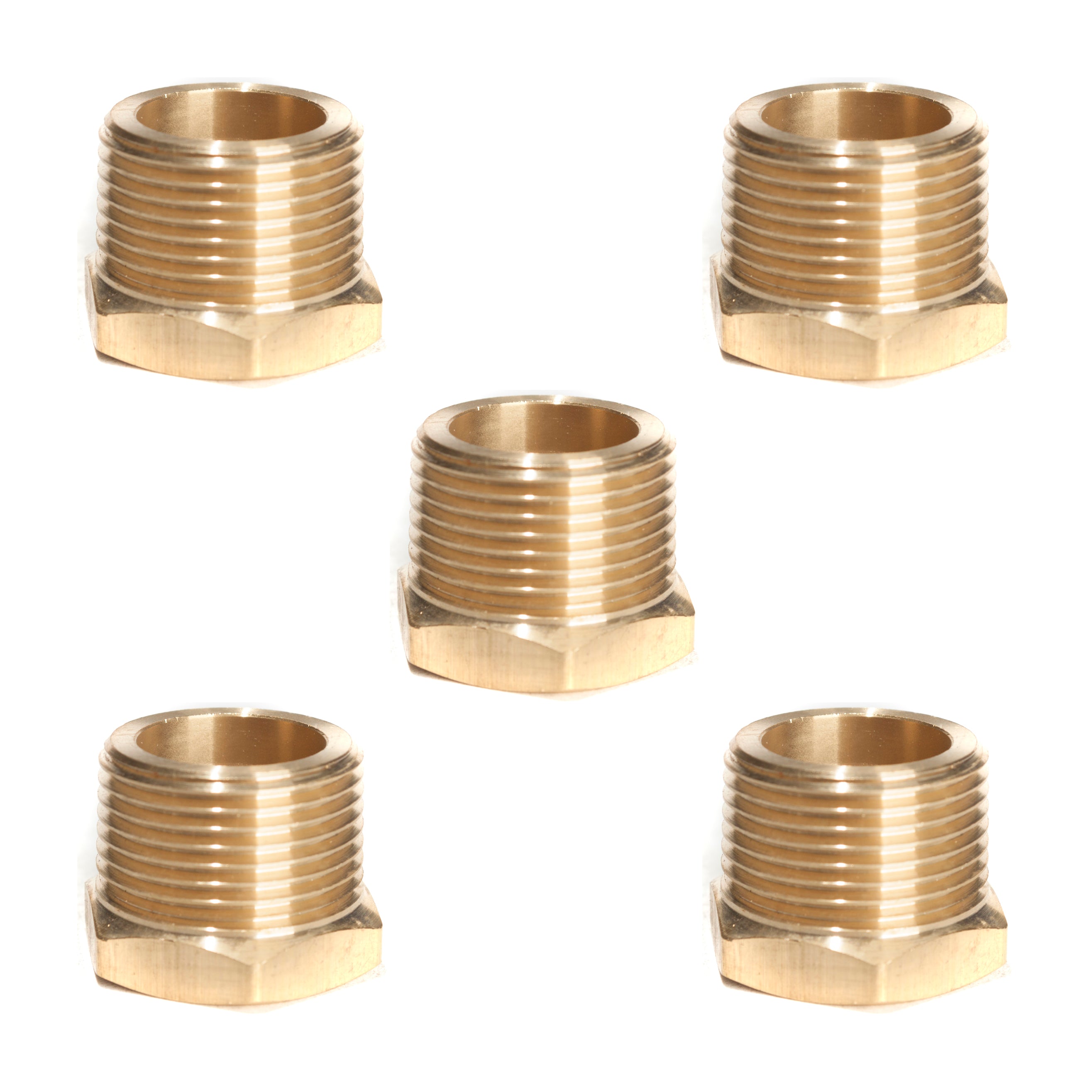 LTWFITTING Lead Free Brass Hex Pipe Bushing Reducer Fittings 1 Inch Male x 3/4 Inch Female NPT (Pack of 5)