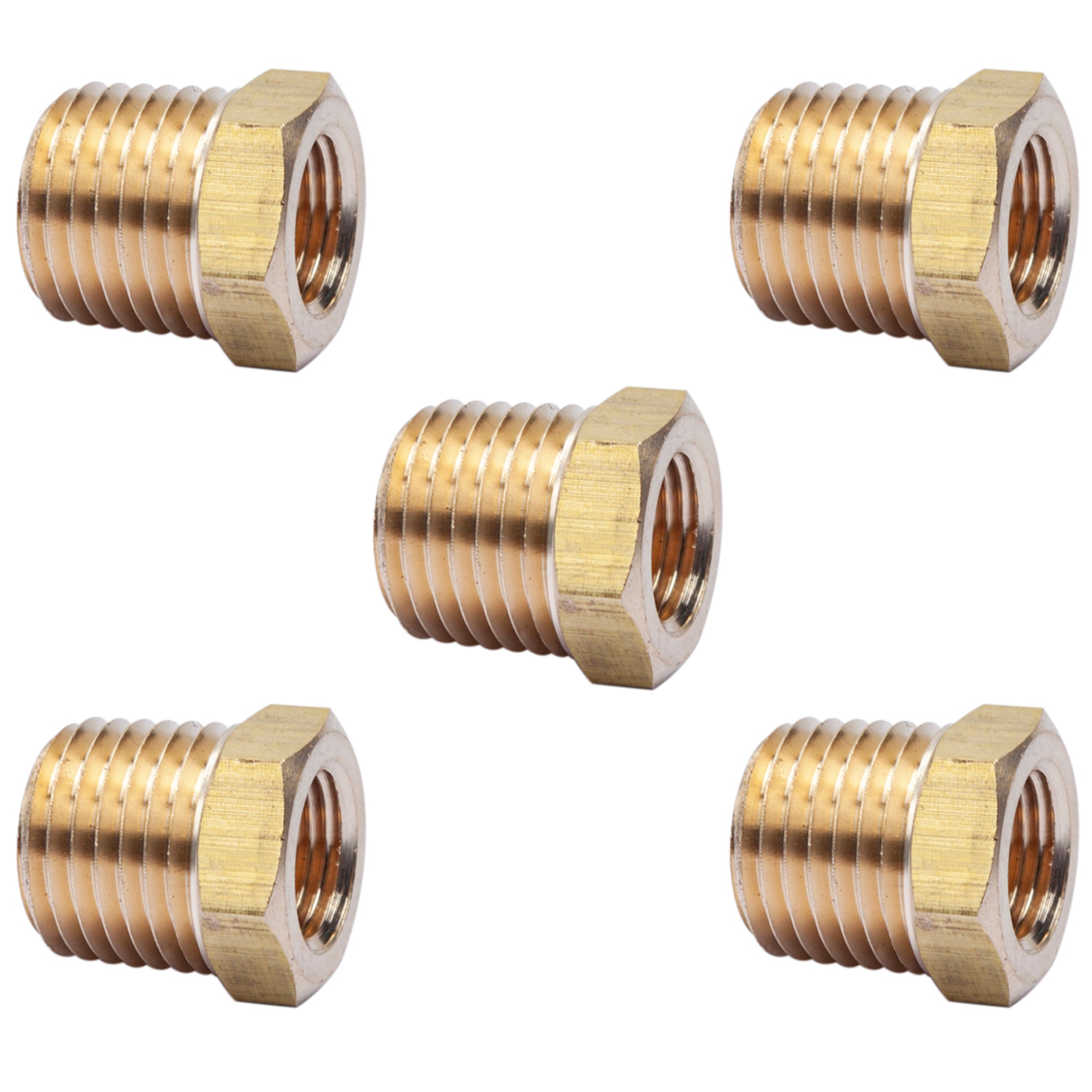 LTWFITTING Lead Free Brass Hex Pipe Bushing Reducer Fittings 1/4 Inch Male x 1/8 Inch Female NPT (Pack of 5)