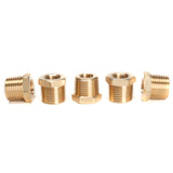 LTWFITTING Brass Pipe Hex Bushing Reducer Fittings 1/2 Inch Male x 1/4 Inch Female NPT(Pack of 5)