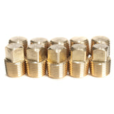 LTWFITTING Brass Pipe Fittings Solid Square Head Plug 1/8 Inch Male NPT Air Fuel Water Boat(Pack of 10)