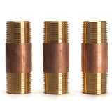 LTWFITTING Brass Pipe 3-1/2 Inch Long Nipples Fitting 1 Inch Male NPT Air Water(Pack of 3)