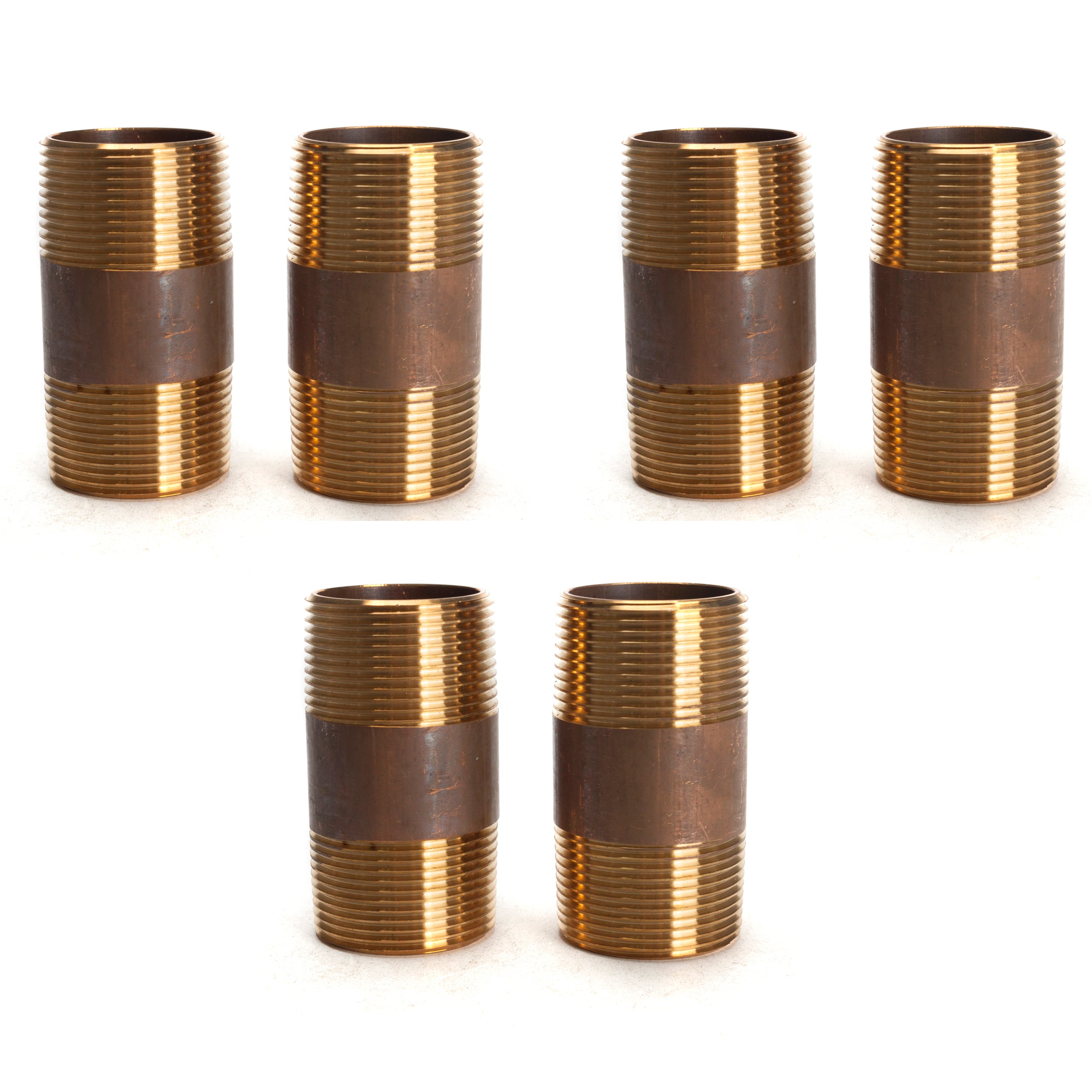 LTWFITTING Brass Pipe 3 Inch Long Nipple Fitting 1-1/4 Inch Male NPT Air Water(Pack of 6)
