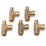 LTWFITTING Brass Pipe Fitting 1/8 Inch Male x 1/8 Inch Female x 1/8 Inch Female NPT Pipe Tee Water Fuel Boat (Pack of 5)