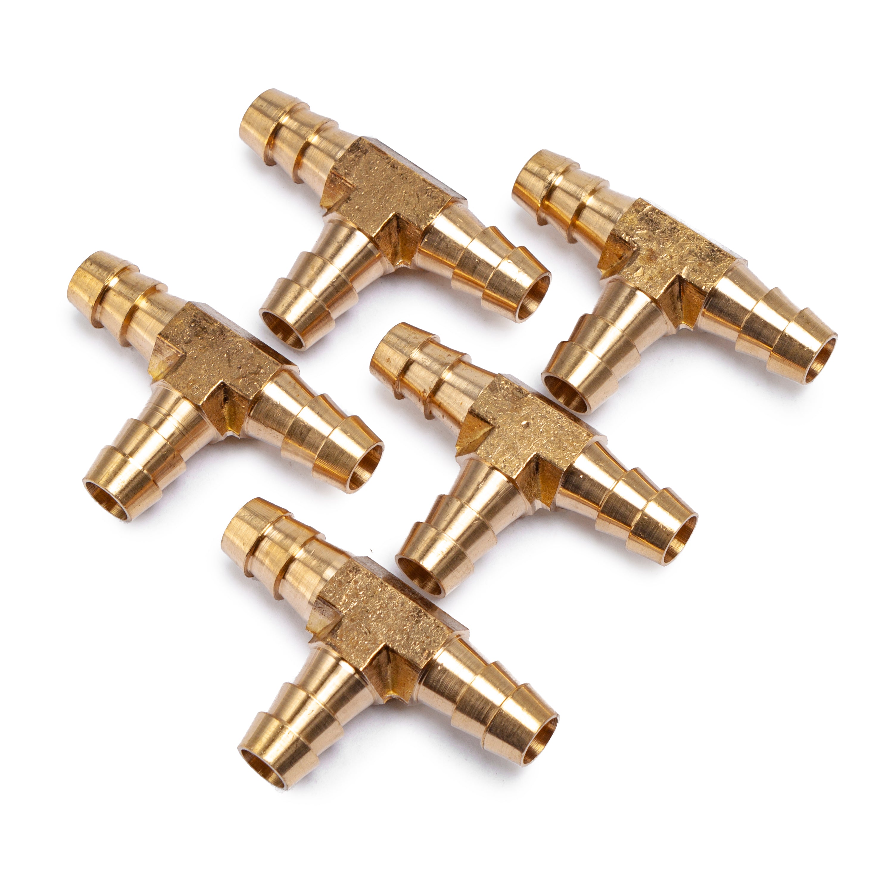 LTWFITTING Brass Barb Tee Fitting 3/8-Inch ID Hose for Water Fuel Boat(Pack of 5)