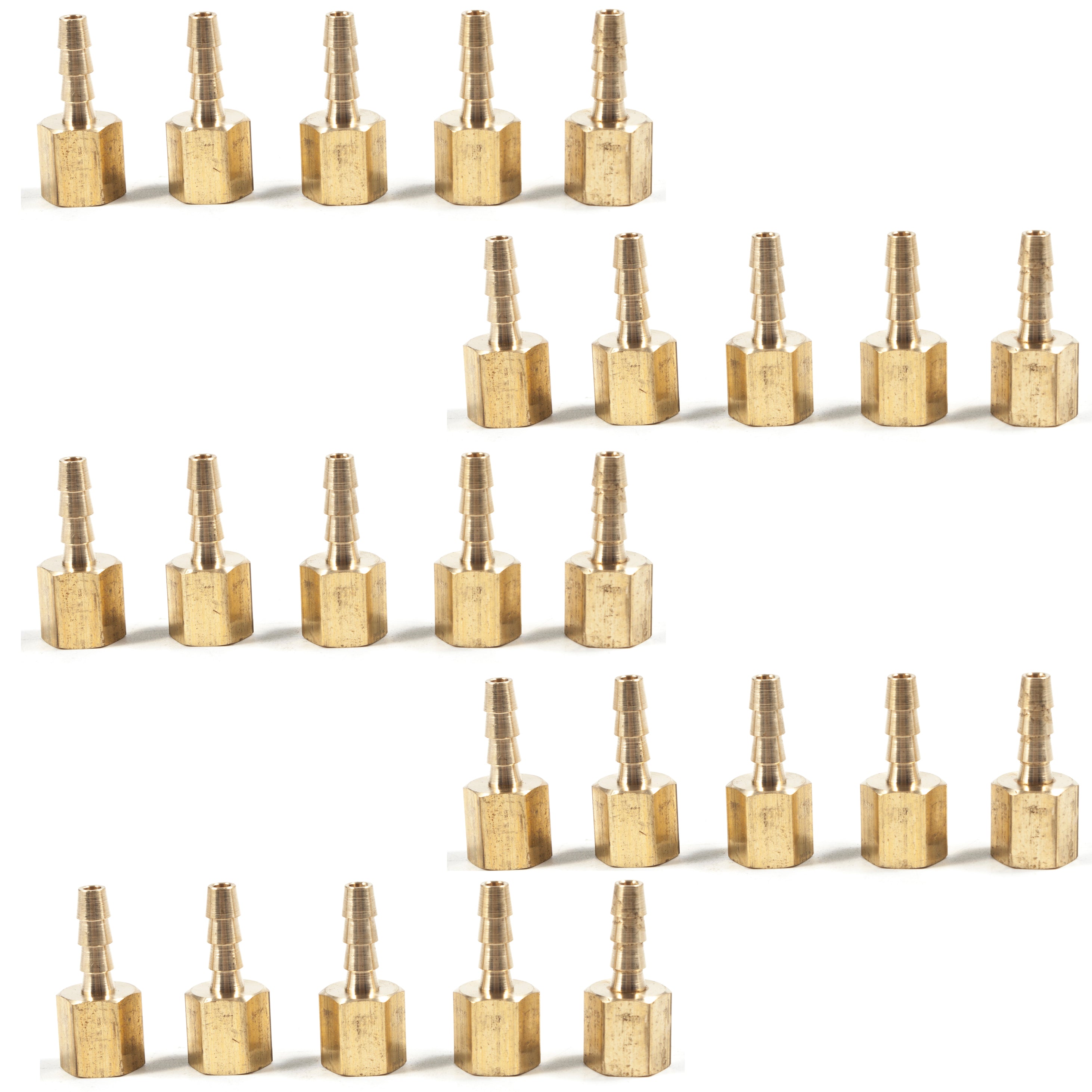 LTWFITTING Brass Fitting Coupler 3/16-Inch Hose Barb x 1/8-Inch Female NPT Fuel Gas Water(Pack of 25)