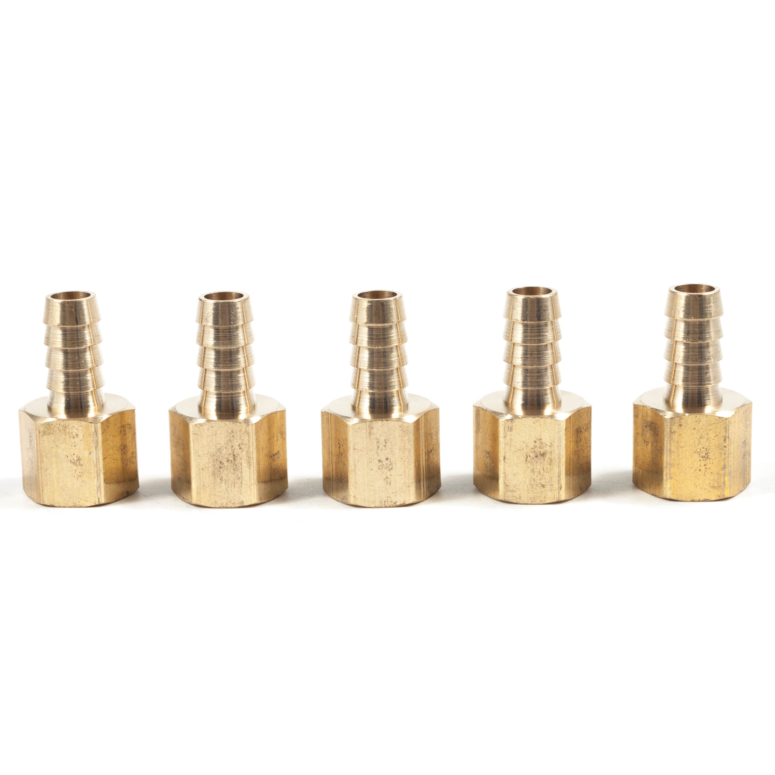 LTWFITTING Lead Free Brass Fitting Coupler/Adapter 3/8 Inch Hose Barb x 3/8 Inch Female NPT Fuel Gas Water (Pack of 5)