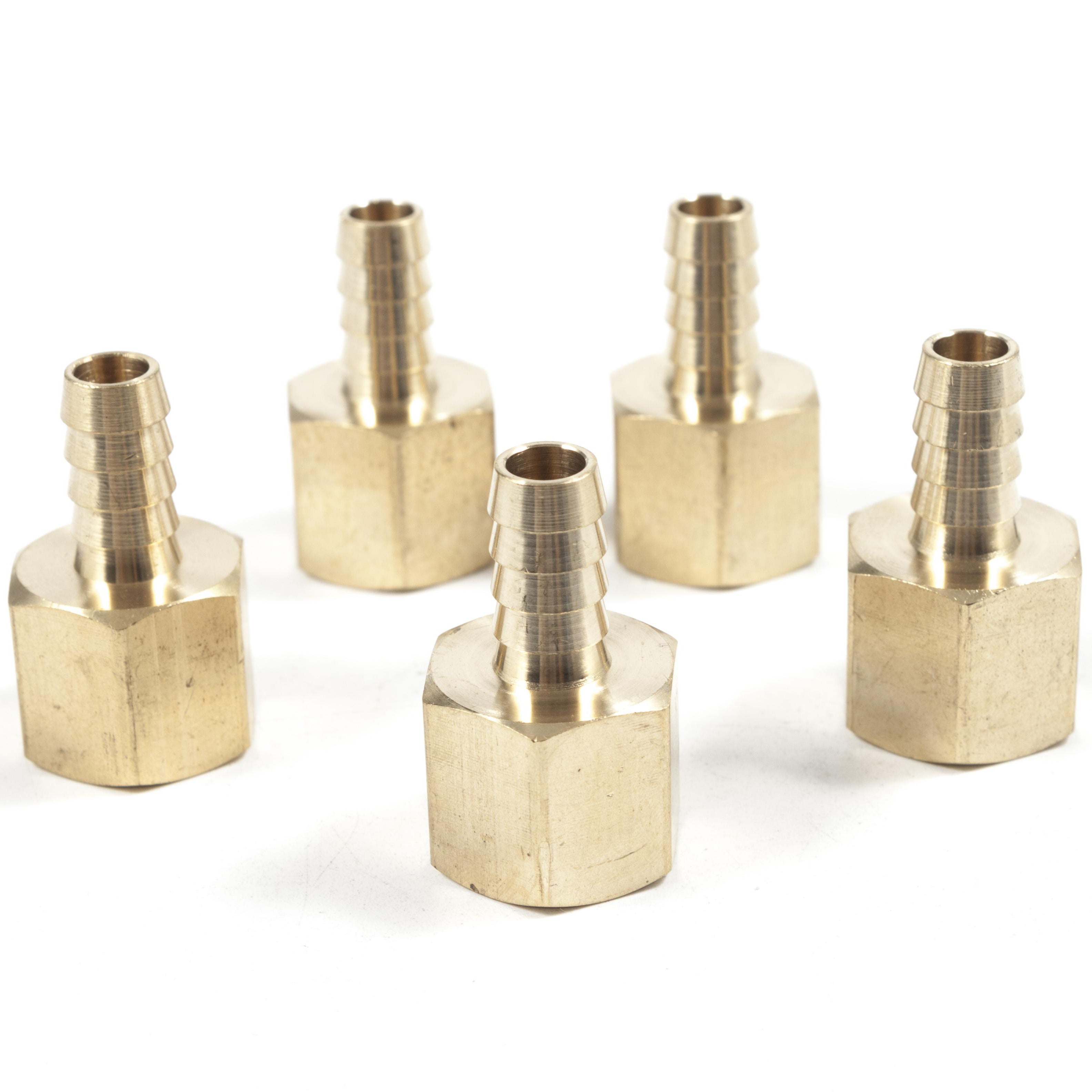 LTWFITTING Brass Fitting Coupler 3/8-Inch Hose ID x 1/2-Inch Female NPT Fuel Water Gas(Pack of 5)