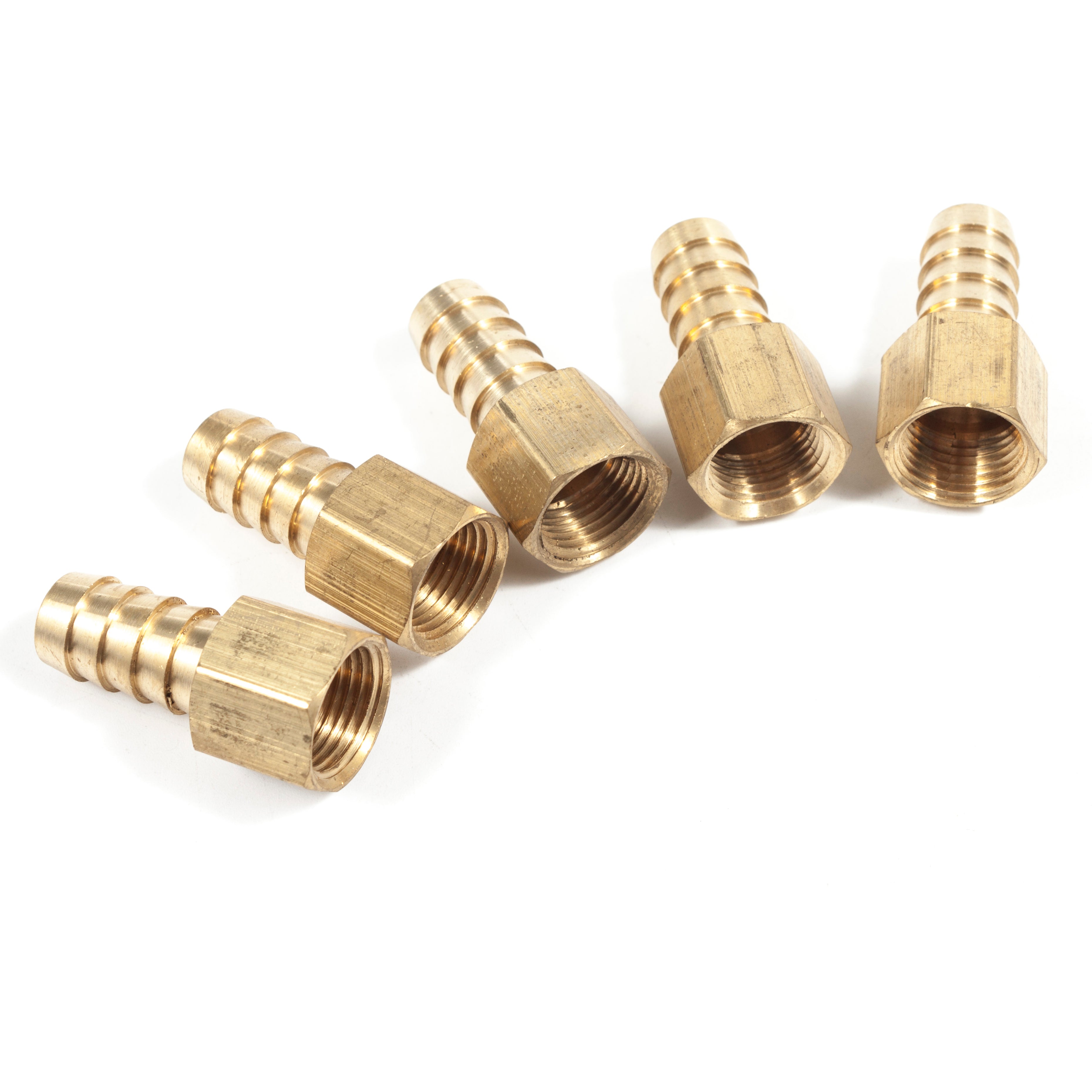 LTWFITTING Lead Free Brass Fitting Coupler/Adapter 1/2 Inch Hose Barb x 3/8 Inch Female NPT Fuel Gas Water (Pack of 5)