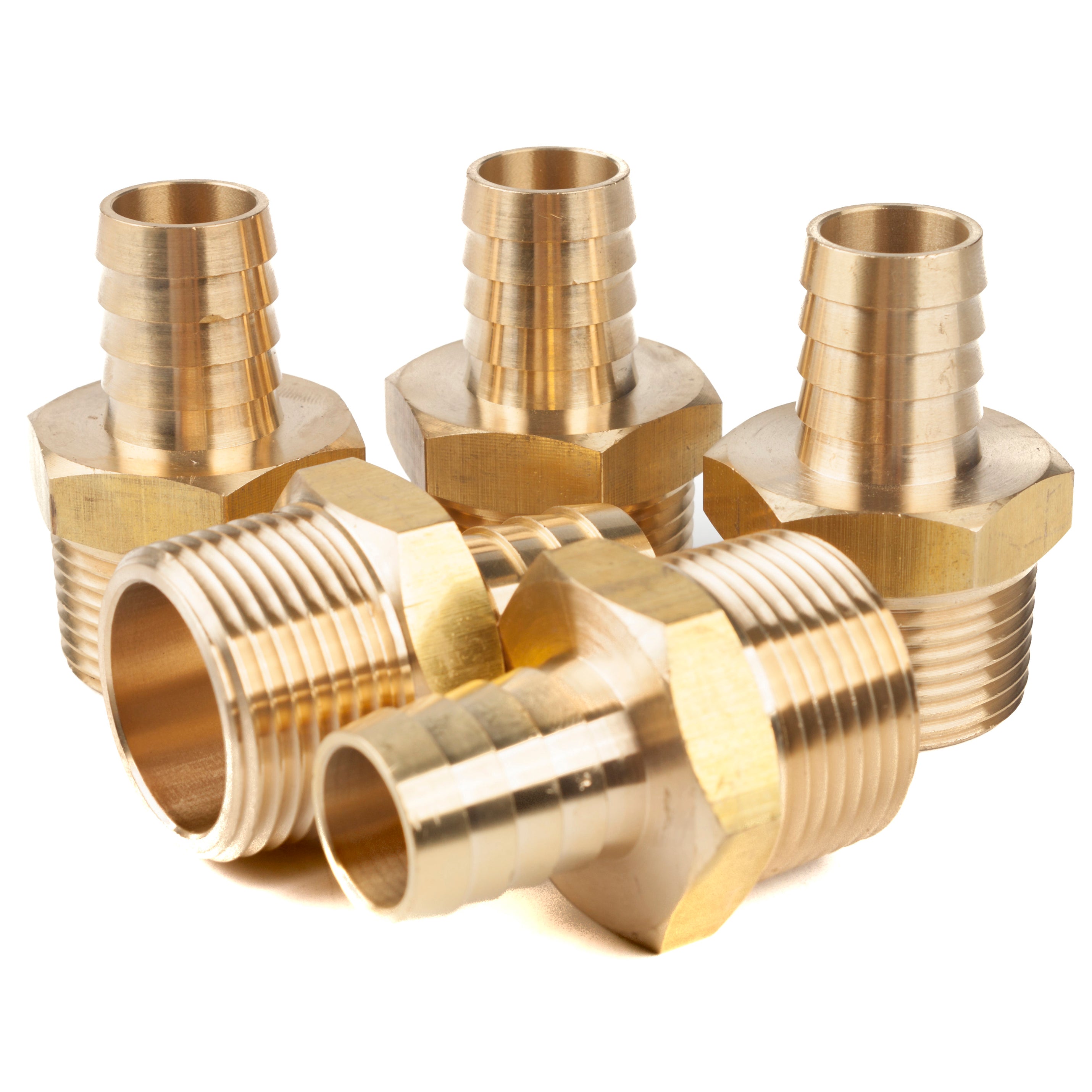 LTWFITTING Brass Fitting Connector 3/4-Inch Hose Barb x 1-Inch NPT Male Fuel Gas Water(Pack of 5)