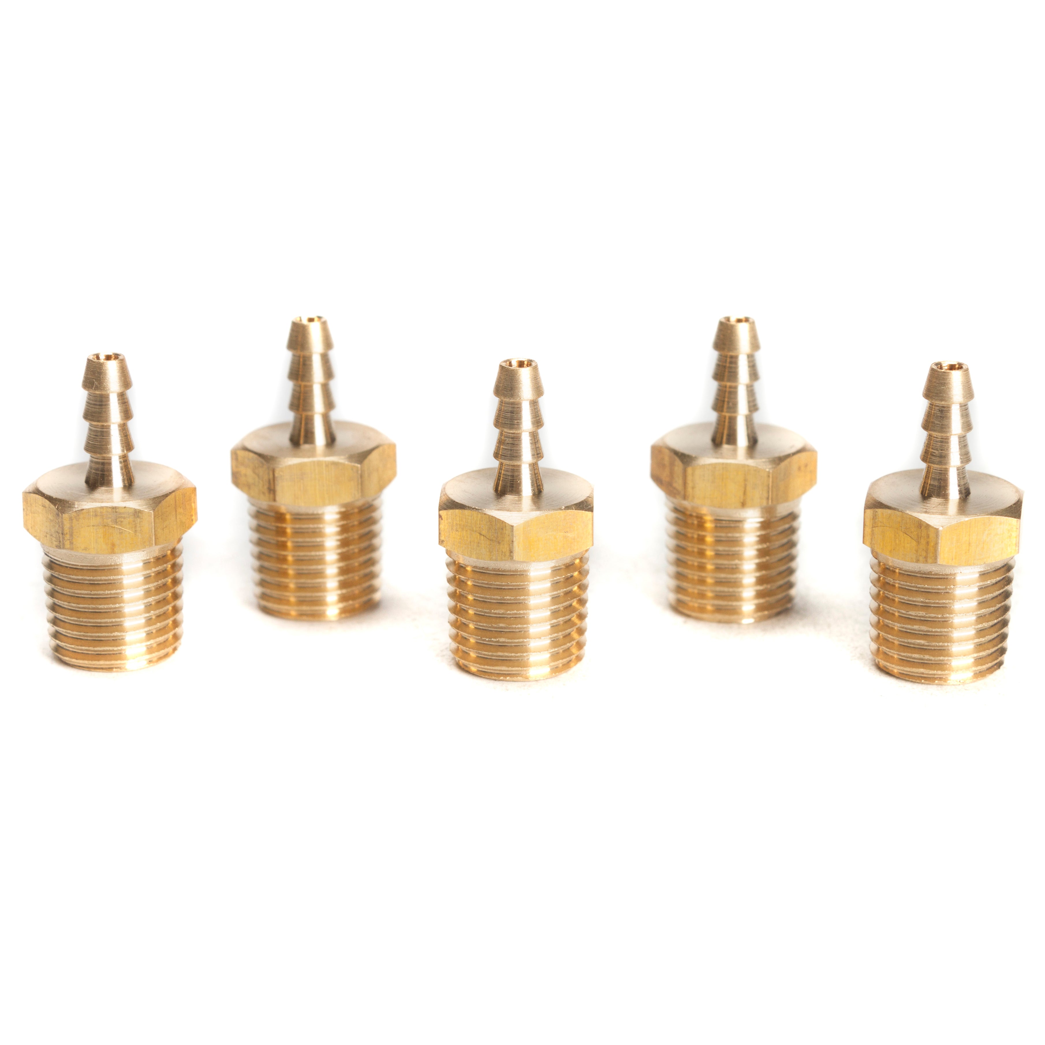 LTWFITTING Lead Free Brass Barbed Fitting Coupler/Connector 1/8 Inch Hose Barb x 1/4 Inch Male NPT Fuel Gas Water (Pack of 5)