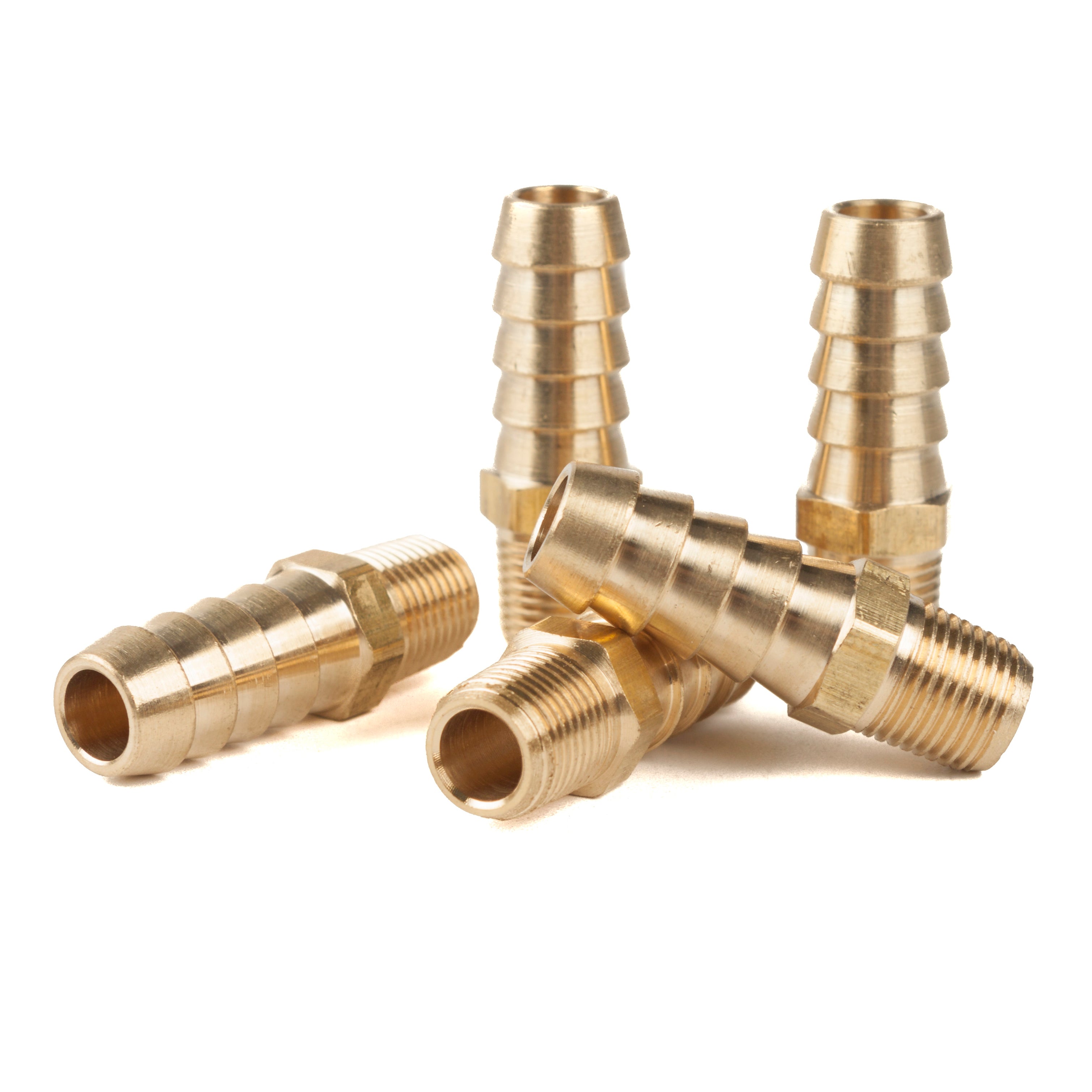 LTWFITTING Lead Free Brass Barbed Fitting Coupler/Connector 3/8 Inch Hose Barb x 1/8 Inch Male NPT Fuel Gas Water (Pack of 5)