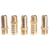 LTWFITTING Brass Fitting Connector 1/2-Inch Hose Barb x 1/4-Inch NPT Male Fuel Gas Water(Pack of 5)