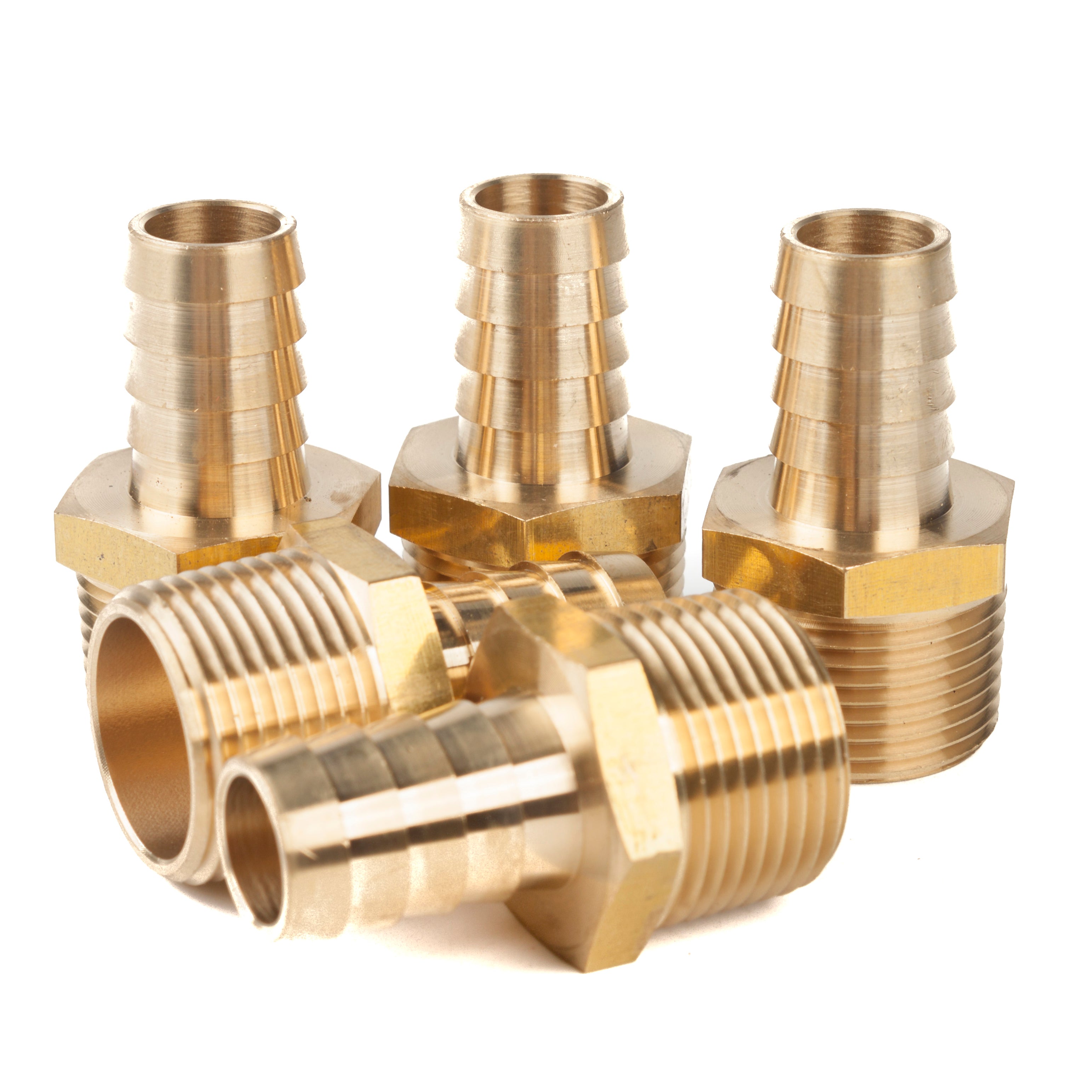 LTWFITTING Lead Free Brass Barbed Fitting Coupler/Connector 5/8 Inch Hose Barb x 3/4 Inch Male NPT Fuel Gas Water (Pack of 5)