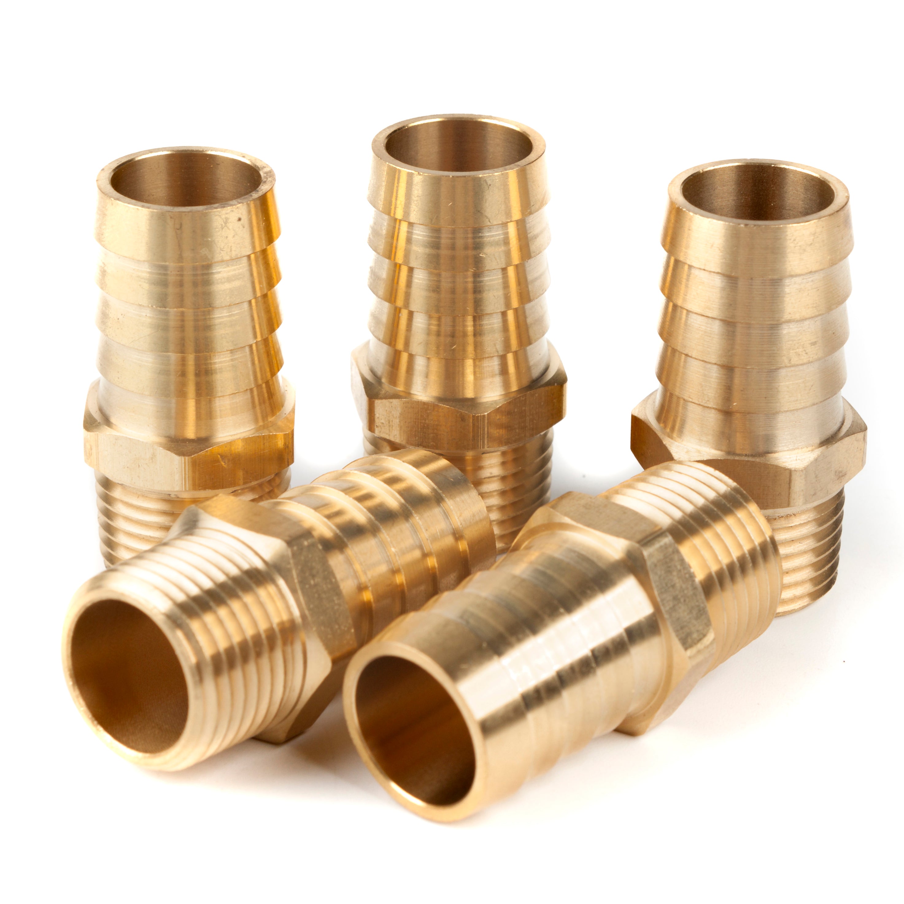 LTWFITTING Brass Barb Fitting Coupler/Connector 3/4-Inch Hose ID x 1/2-Inch Male NPT(Pack of 5)