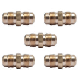 LTWFITTING Brass 1/2 Inch OD Flare Union,Brass Flare Tube Fitting(Pack of 5)