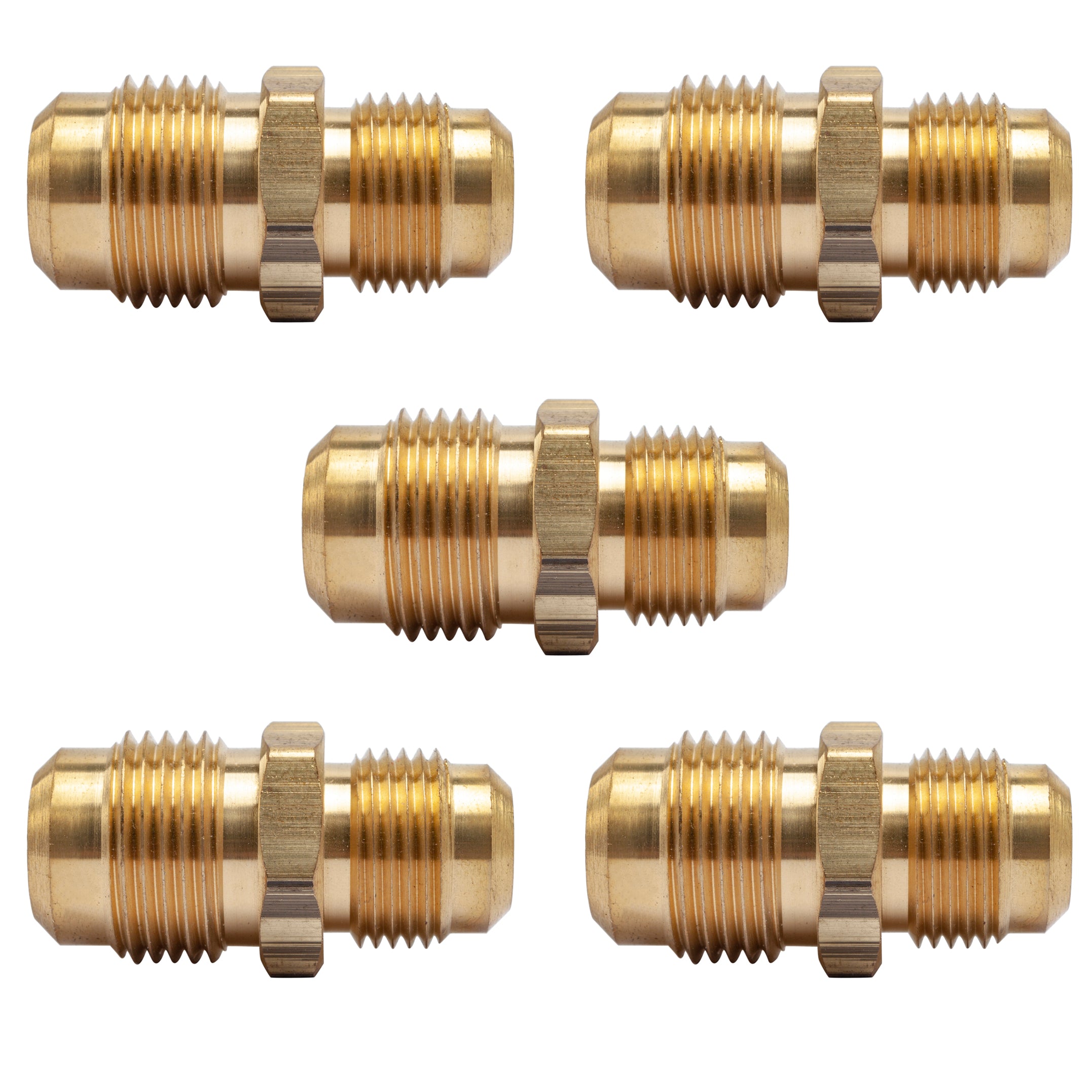 LTWFITTING Brass 5/8 Inch OD x 1/2 Inch OD Flare Reducing Union,Brass Flare Tube Fitting(Pack of 5)