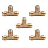 LTWFITTING Brass 5/8 Inch OD Flare Tee,Brass Flare Tube Fitting(Pack of 5)