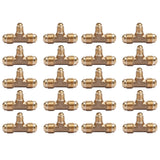 LTWFITTING Brass 3/8 Inch x 3/8 Inch x 1/4 Inch OD Flare Reducing Tee,Brass Flare Tube Fitting(Pack of 20)