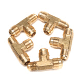 LTWFITTING Brass 1/2 Inch x 3/8 Inch x 1/2 Inch OD Flare Reducing Tee,Brass Flare Tube Fitting(Pack of 5)