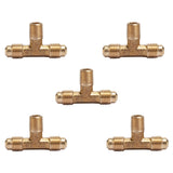 LTWFITTING Brass 1/4 Inch OD x 1/4 Inch OD x 1/8 Inch Male NPT Flare Male Branch Tee Tube Fitting(Pack of 5)