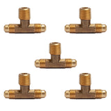 LTWFITTING Brass 1/4 Inch OD x 1/4 Inch OD x 1/4 Inch Male NPT Flare Male Branch Tee Tube Fitting(Pack of 5)
