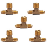 LTWFITTING Brass 1/4 Inch OD x 1/4 Inch OD x 3/8 Inch Male NPT Flare Male Branch Tee Tube Fitting(Pack of 5)