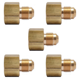 LTWFITTING Brass Flare 3/8 Inch OD x 1/2 Inch Female NPT Female Connector Tube Fitting(Pack of 5)