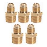 Brass Flare 1/2 Inch OD x 3/4 Inch Male NPT Connector Tube Fitting(Pack of 5)