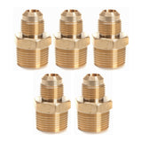 Brass Flare 1/2 Inch OD x 3/4 Inch Male NPT Connector Tube Fitting(Pack of 5)