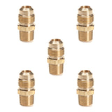 LTWFITTING Brass Flare 1/2 Inch OD x 3/8 Inch Male NPT Connector Tube Fitting(pack of 5)