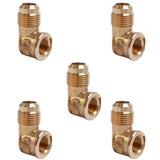 LTWFITTING Brass 5/8 Inch OD x 3/8 Inch Female NPT 45 Deg Flare 90 Degree Flare Elbow Tube Fitting(Pack of 5)