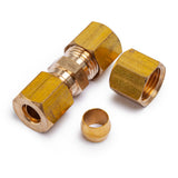 LTWFITTING Value Pack 1/4-Inch OD Brass Compression Union,Sleeve Ferrule,Nut (Pack of 85)