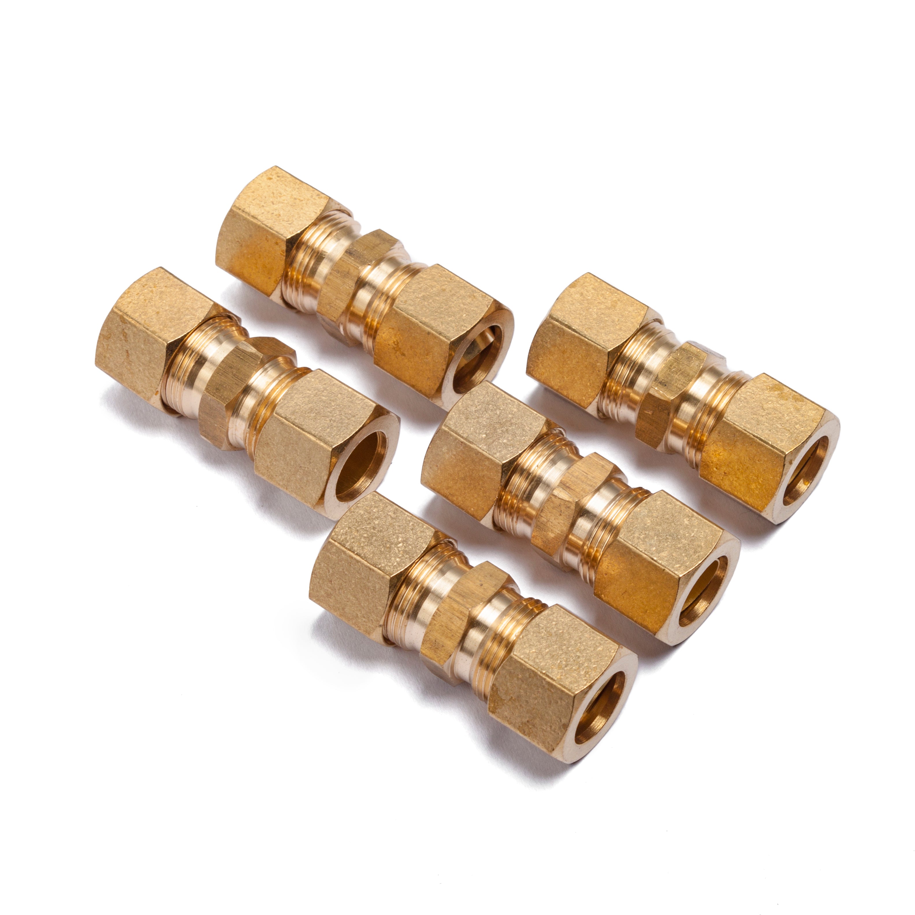 LTWFITTING 7/16 OD Compression Union,Brass Compression Fitting(Pack of 5)