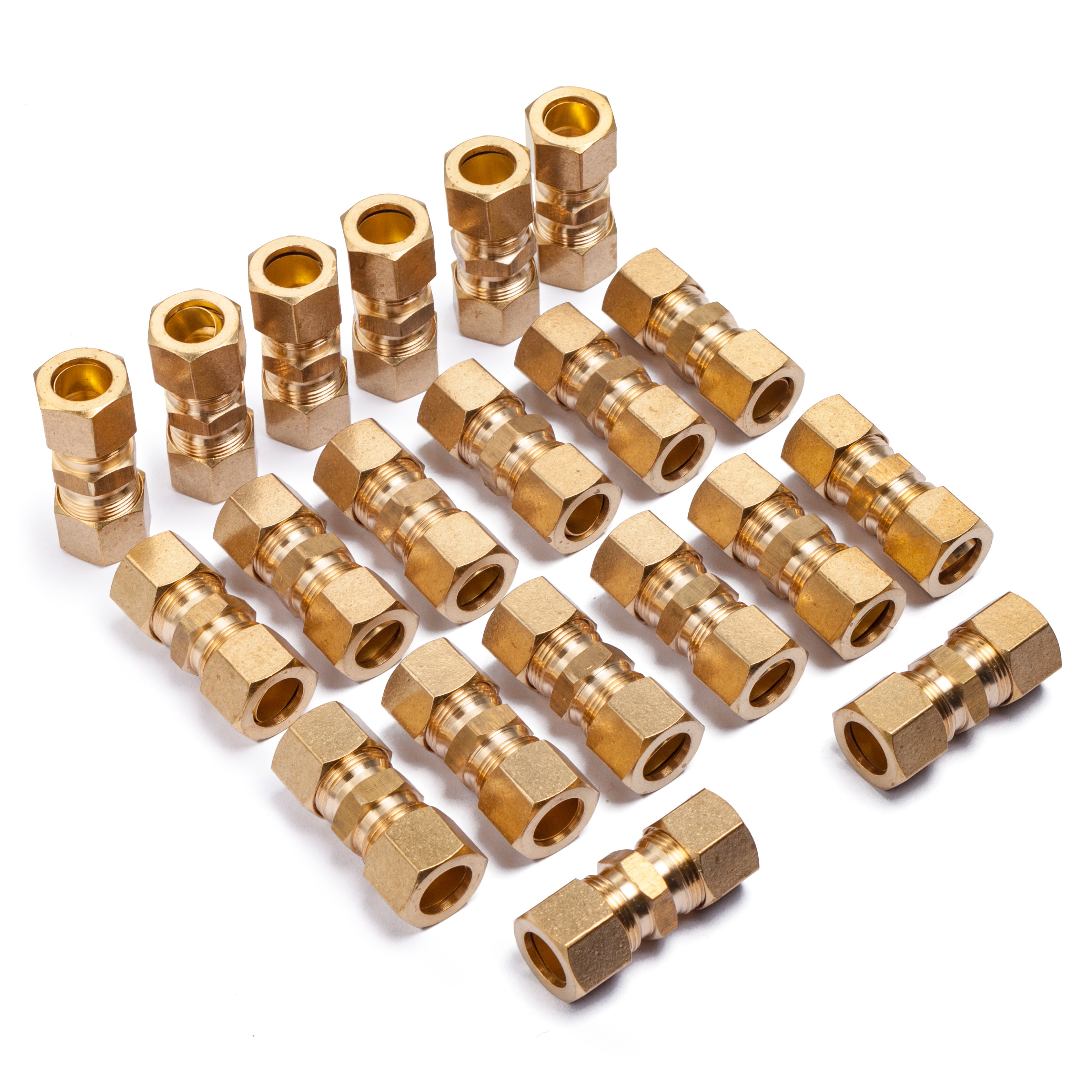LTWFITTING 7/16-Inch OD Compression Union,Brass Compression Fitting(Pack of 20)