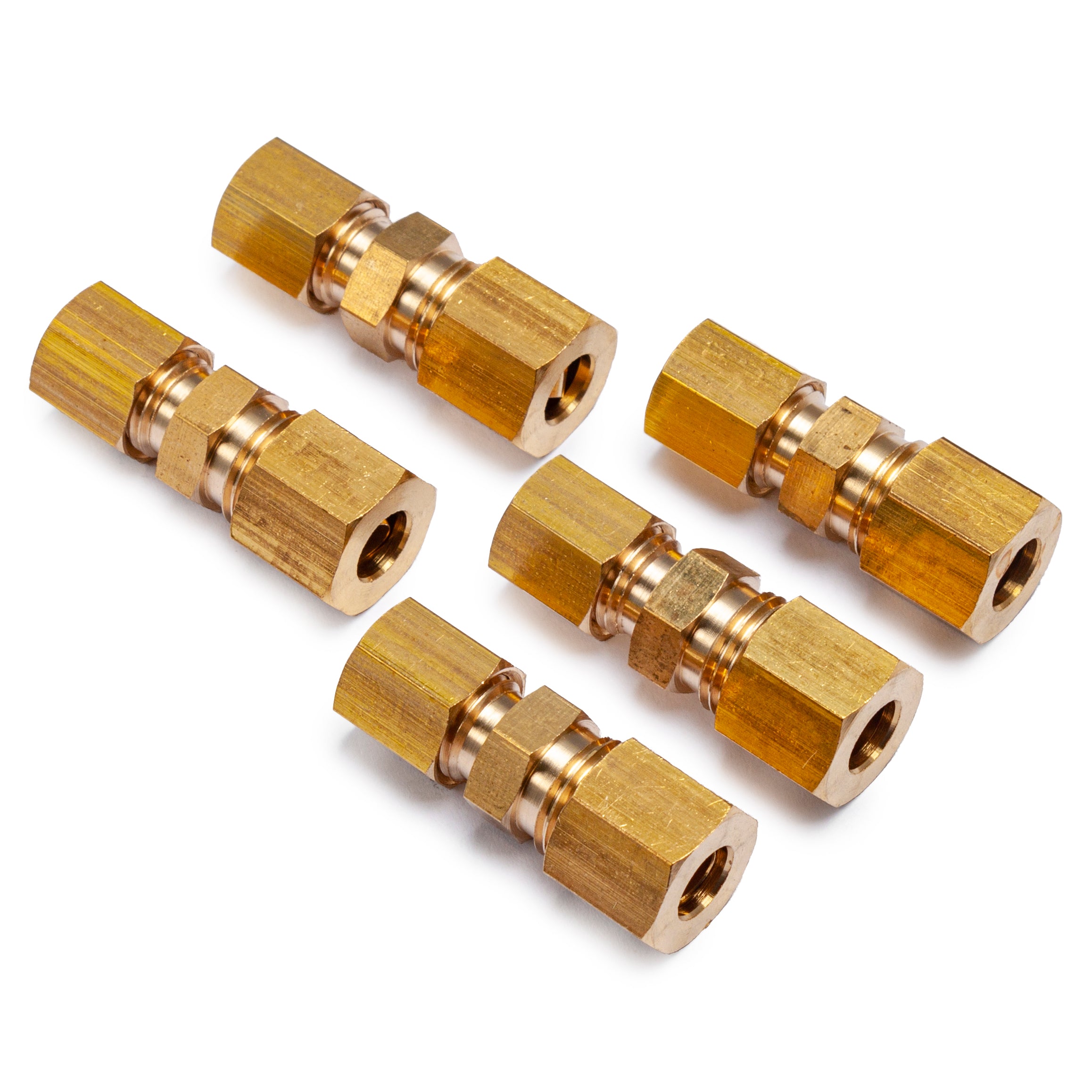 LTWFITTING Compression Reducing Union 3/16-Inch OD x 1/4-Inch OD Brass Fitting (Pack of 5)
