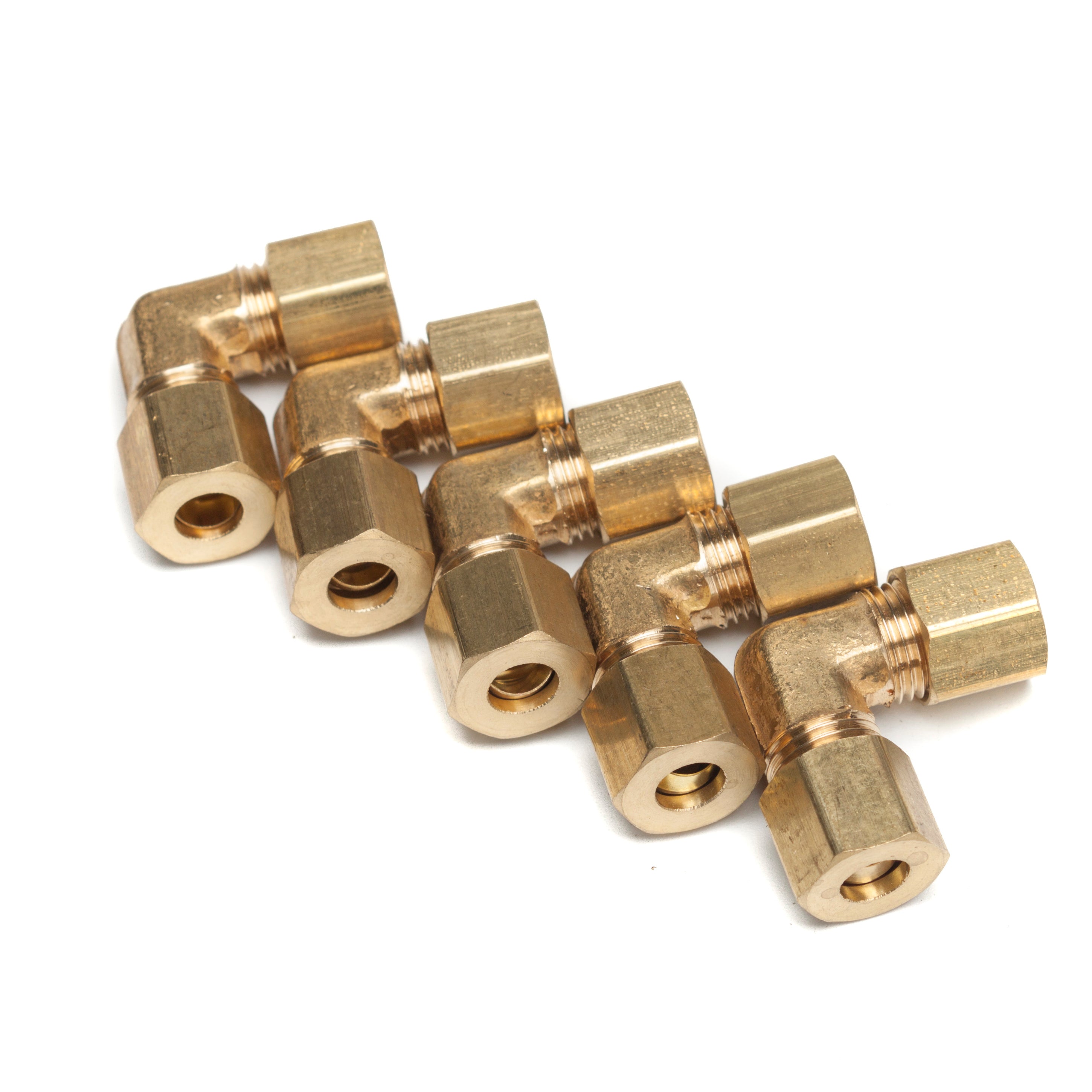 LTWFITTING 1/4-Inch OD 90 Degree Compression Union Elbow,Brass Compression Fitting(Pack of 5)