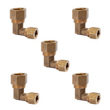 LTWFITTING Brass 5/8-Inch OD x 3/8-Inch OD 90 Degree Compression Reducing Union Elbow Fitting(Pack of 5)