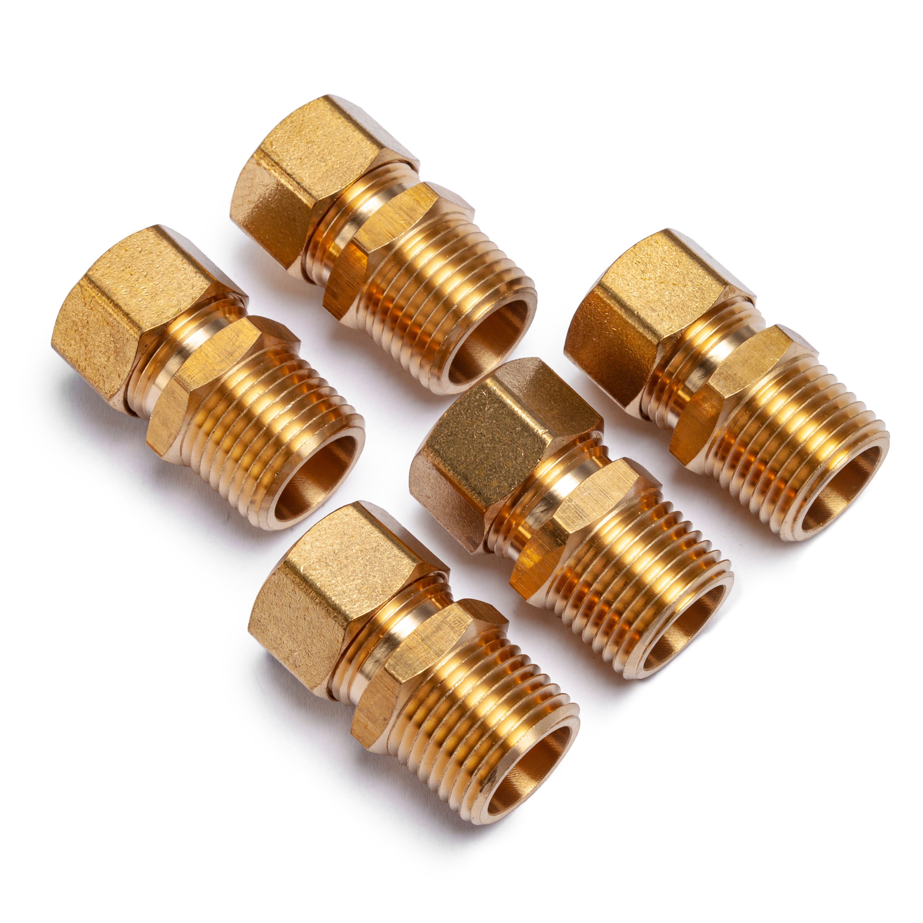 LTWFITTING Brass 5/8-Inch OD x 1/2-Inch Male NPT Compression Connector Fitting(Pack of 5)