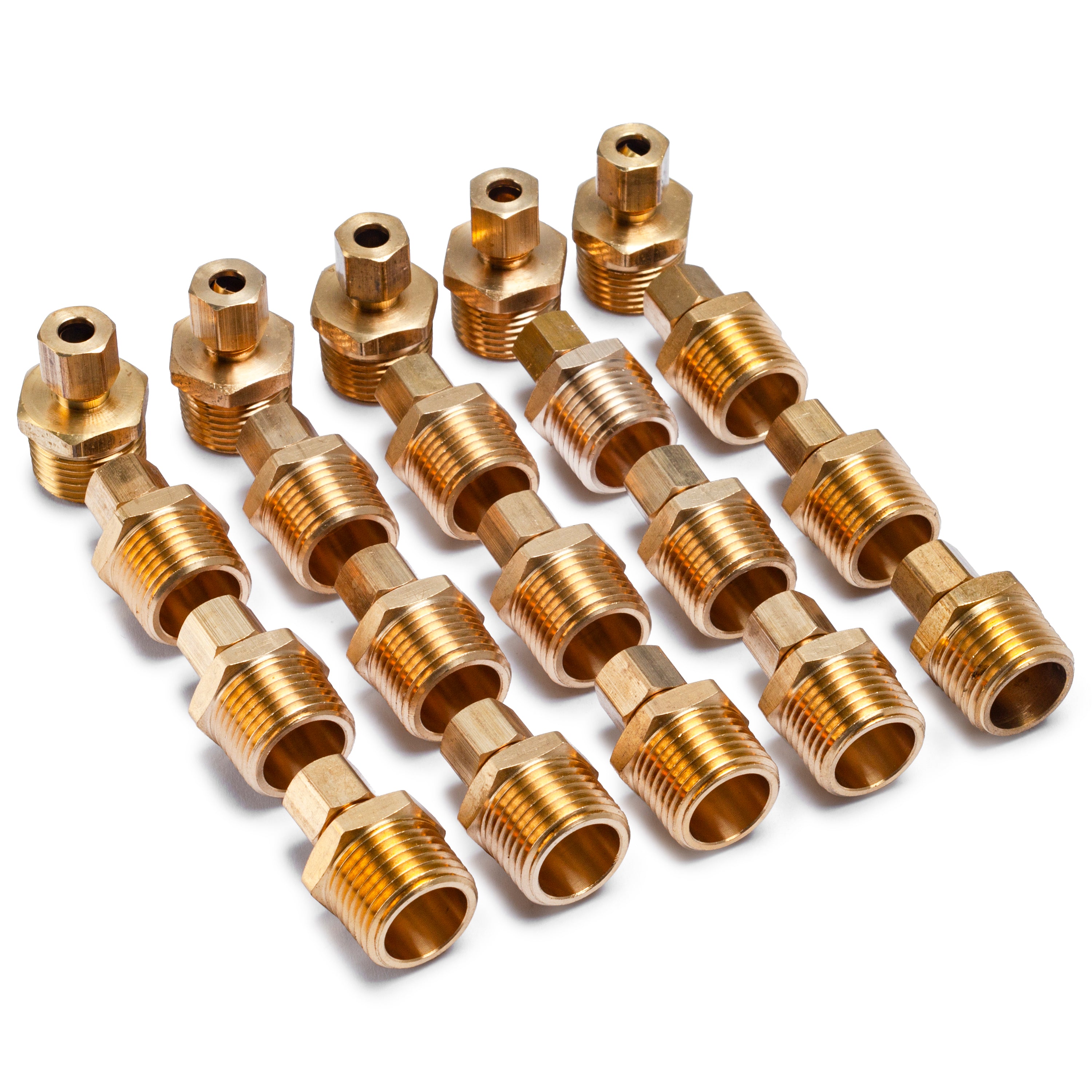 LTWFITTING Brass 1/4-Inch OD x 1/2-Inch Male NPT Compression Connector Fitting(Pack of 20)