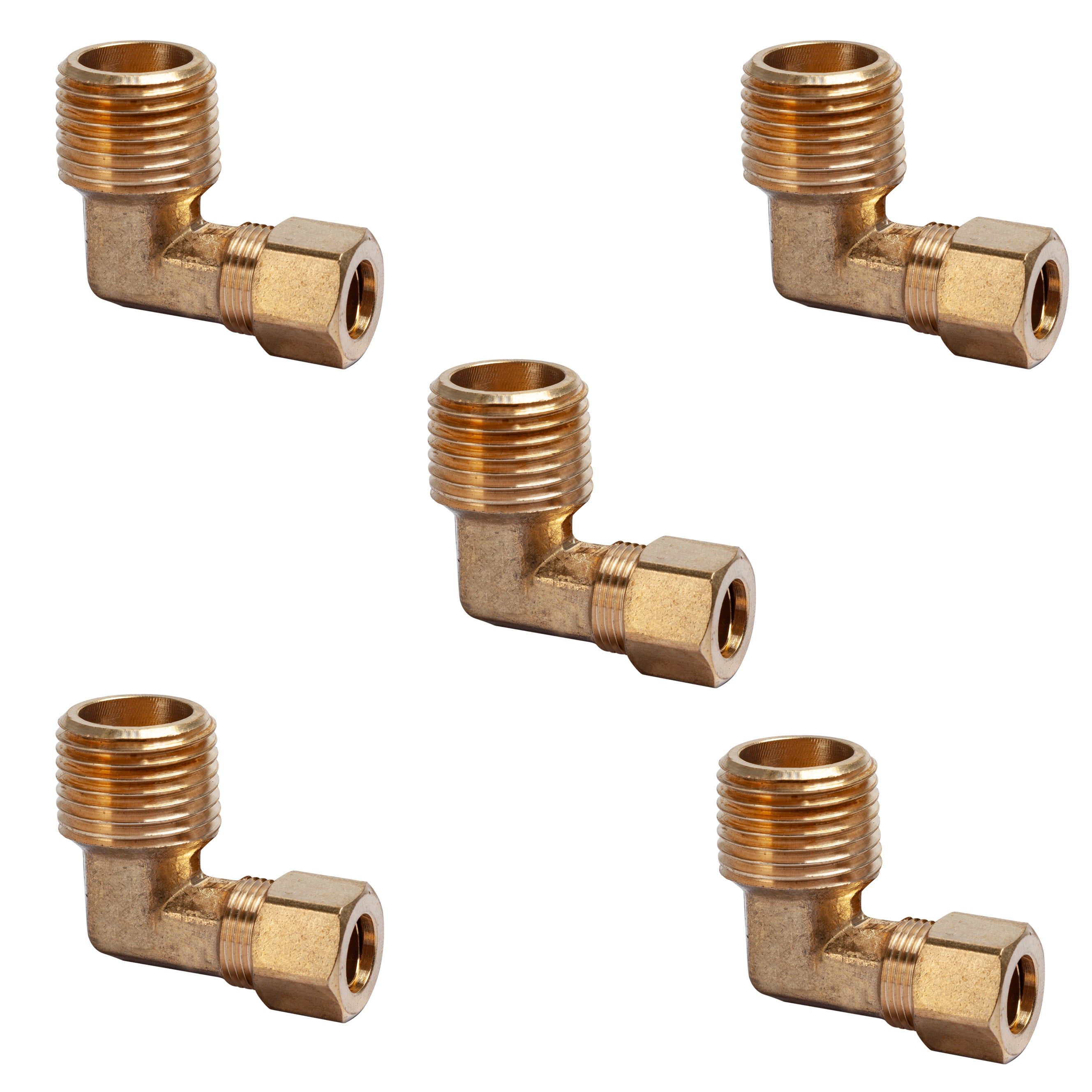 LTWFITTING 5/8-Inch OD x 3/8-Inch Male NPT 90 Degree Compression Elbow,Brass Compression Fitting(Pack of 5)